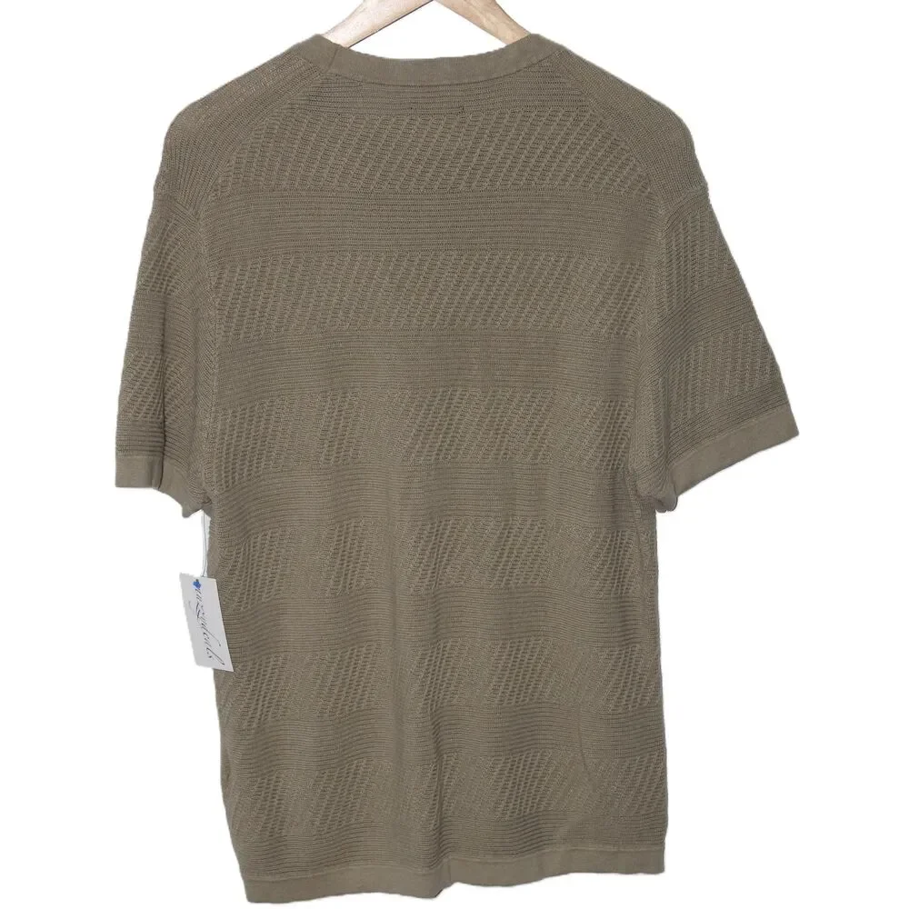 Womens Abercrombie & Fitch Green Ribbed Knit Crew Neck T-Shirt Top Size Medium M